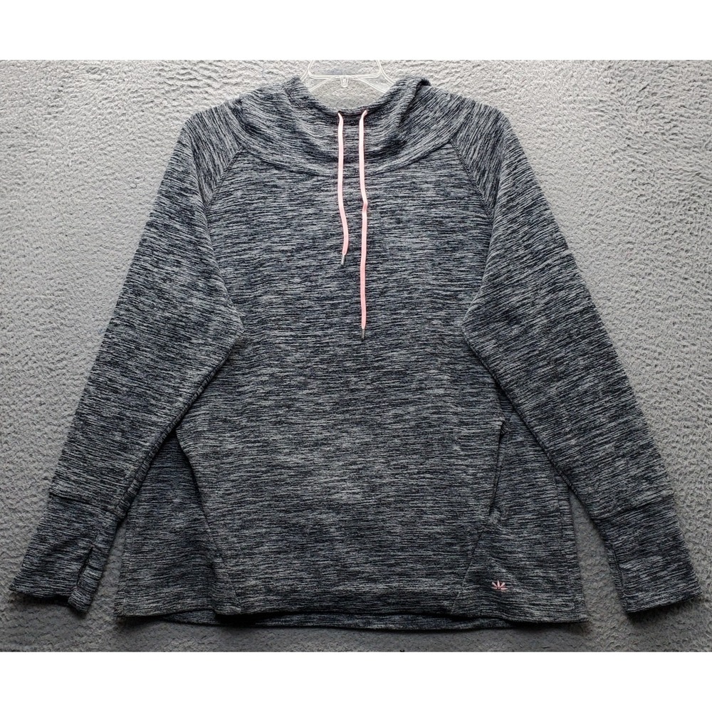 Lukka Hoodie‎ Womens Large Gray Space Dye Thumb Hole Sleeve Drawstring Pullover
